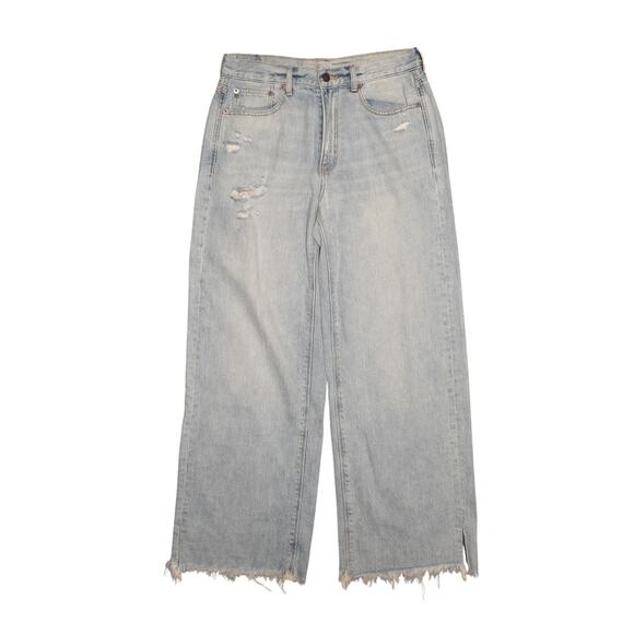 AMERICAN EAGLE NEW $50 Light Wash Distressed Raw Hem Skater Jean Size 6 Short - Picture 1 of 4